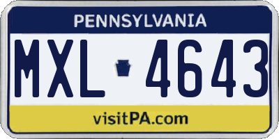 PA license plate MXL4643