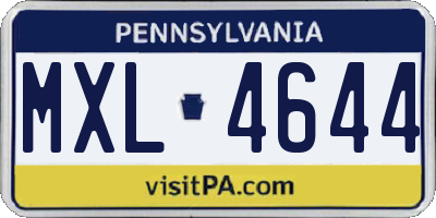 PA license plate MXL4644