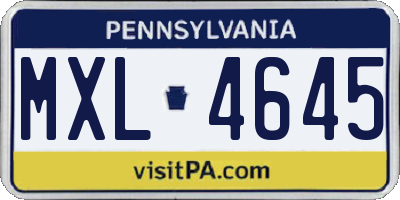 PA license plate MXL4645