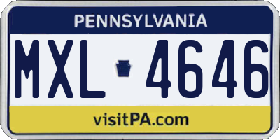 PA license plate MXL4646