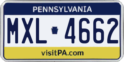 PA license plate MXL4662