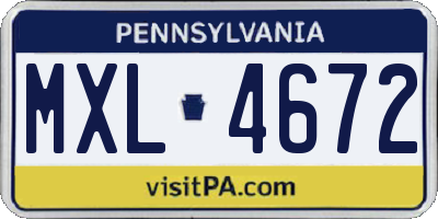 PA license plate MXL4672