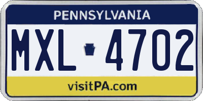 PA license plate MXL4702