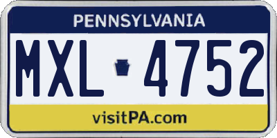 PA license plate MXL4752