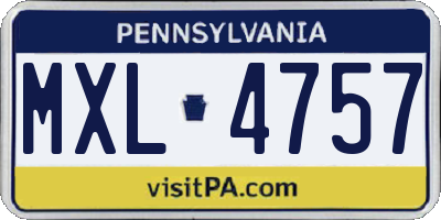 PA license plate MXL4757
