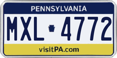 PA license plate MXL4772