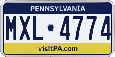 PA license plate MXL4774