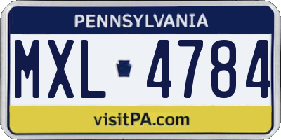 PA license plate MXL4784