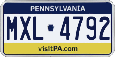 PA license plate MXL4792
