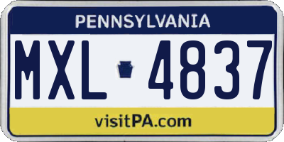 PA license plate MXL4837
