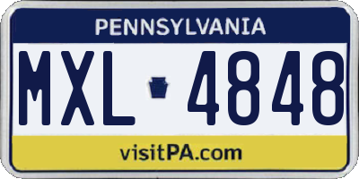 PA license plate MXL4848