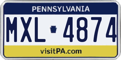PA license plate MXL4874