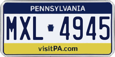 PA license plate MXL4945
