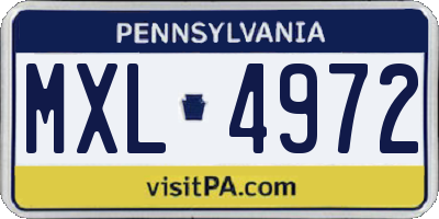 PA license plate MXL4972