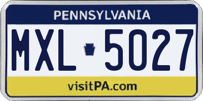 PA license plate MXL5027