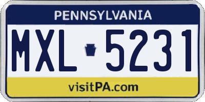 PA license plate MXL5231