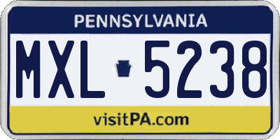 PA license plate MXL5238