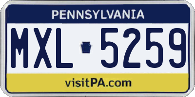 PA license plate MXL5259