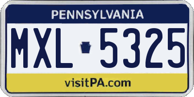 PA license plate MXL5325