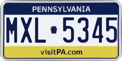 PA license plate MXL5345