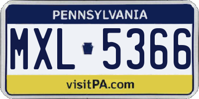 PA license plate MXL5366