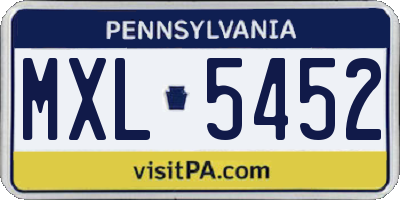 PA license plate MXL5452