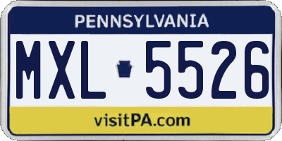 PA license plate MXL5526