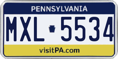 PA license plate MXL5534