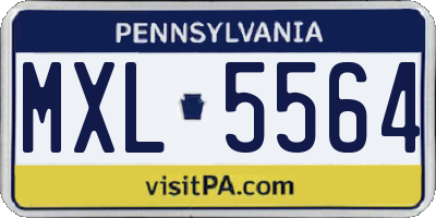 PA license plate MXL5564