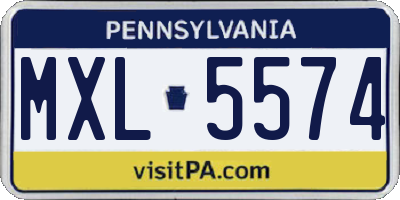 PA license plate MXL5574
