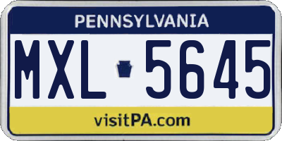PA license plate MXL5645