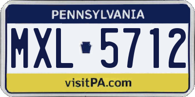 PA license plate MXL5712