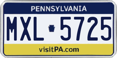 PA license plate MXL5725