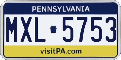 PA license plate MXL5753