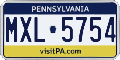 PA license plate MXL5754