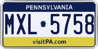 PA license plate MXL5758