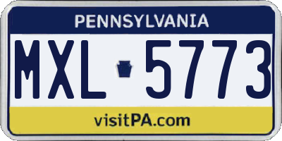 PA license plate MXL5773