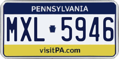 PA license plate MXL5946