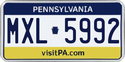 PA license plate MXL5992