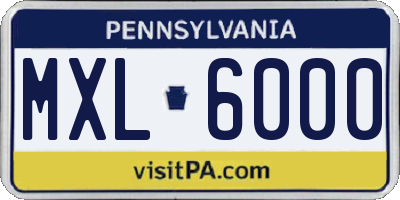 PA license plate MXL6000