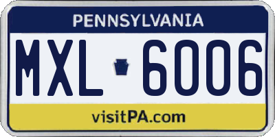 PA license plate MXL6006