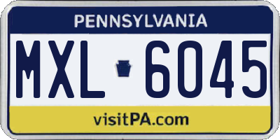 PA license plate MXL6045