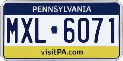 PA license plate MXL6071
