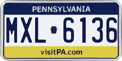 PA license plate MXL6136