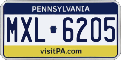 PA license plate MXL6205