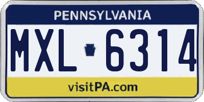 PA license plate MXL6314