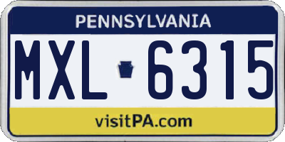 PA license plate MXL6315