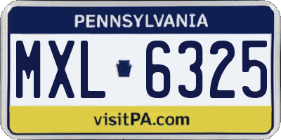 PA license plate MXL6325