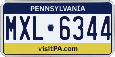 PA license plate MXL6344