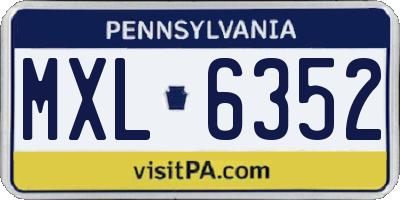 PA license plate MXL6352